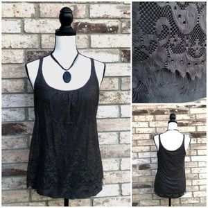 New York & Company Grey Lace Tank
